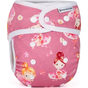 Bamboolik Night Fitted Diaper with Absorbing Insert prateľná nohavičková plienka s vkladacou plienkou na patentky Ballerinas