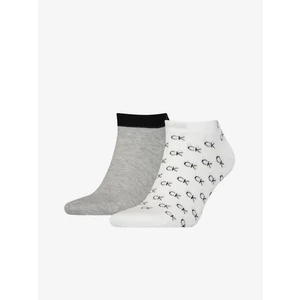 Calvin Klein Set of two pairs of men's patterned socks in grey and white Cal - Men