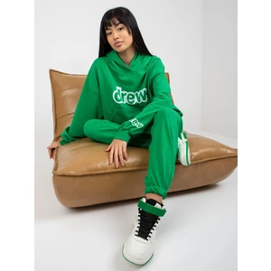 Green women's tracksuit with sweatshirt