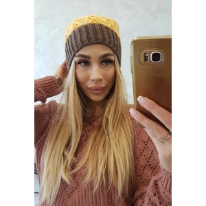 Čepice s fleecem Bibiana K264 mocca + žlutá