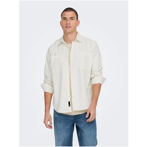 Cream Men's Corduroy Outshirt ONLY & SONS Alp - Men