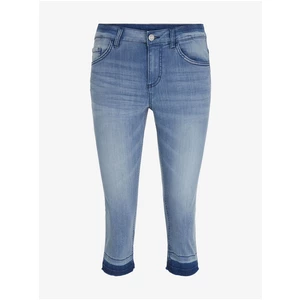 Světle modré dámské tříčtvrteční slim fit kalhoty Tom Tailor - Dámské