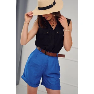 Women's Shorts with Belt, dark blue