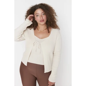 Trendyol Curve Plus Size Cardigan - Beige - Regular fit