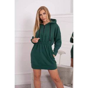 Insulated dress with a hood of dark green