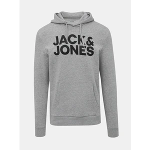 Jack&Jones Pánska mikina JJECORP 12152840 Light Grey Melange Reg / Large Print XL