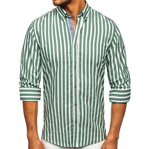 Zelená pánská pruhovaná košile s dlouhým rukávem Bolf 20729