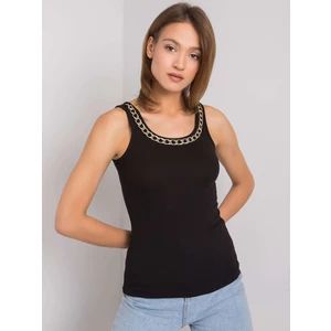 OCH BELLA Black ribbed top with a chain