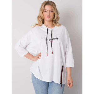 Plus size white blouse with shiny appliqués