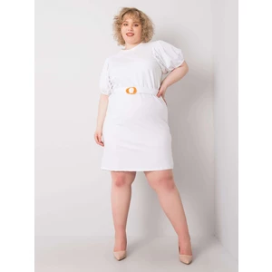 Plus size white dress with decorative sleeves