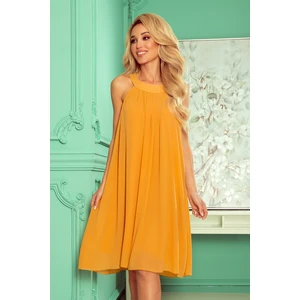 350-3 ALIZEE - chiffon dress with a binding - HONEY color