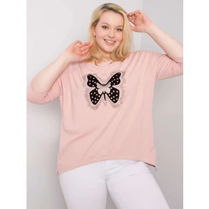 Dusty pink cotton blouse with an application