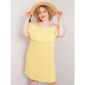 Plus size yellow and white dress