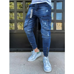 Dark blue men's cargo jeans Dstreet UX3292