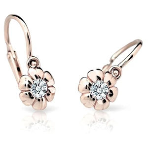 Cutie Jewellery Detské náušnice z ružového zlata C2151-10-X-4 biela