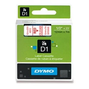 Páska do štítkovača DYMO 45012, 12 mm, 7 m, červená, priehľadná