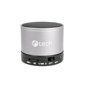 Prenosný reproduktor C-Tech SPK-04S strieborný (SPK-04S... Přenosný Bluetooth reproduktor, výkon 3W, čtečka microSD karet, handsfree, FM rádio, napáje