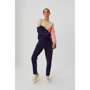 Plain sweatpants with ruffles - dark blue