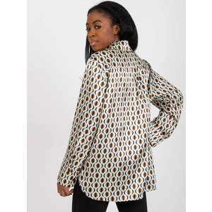 Beige asymmetrical shirt with a print