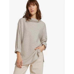 Light Grey Women's Loose Sweatshirt with Stand-Up Collar Tom Tailor - Women