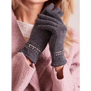 Women's gloves with a dark gray buckle