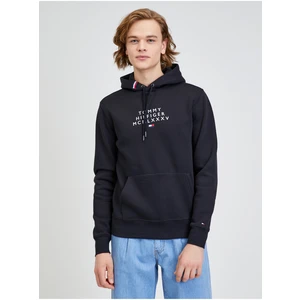 Černá pánská mikina s kapucí Tommy Hilfiger - Pánské