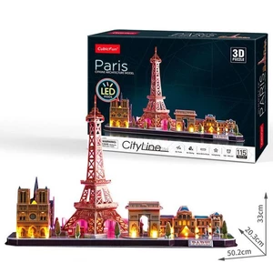 CubicFun - Puzzle 3D Pařížs s LED světlem - 115 dílků