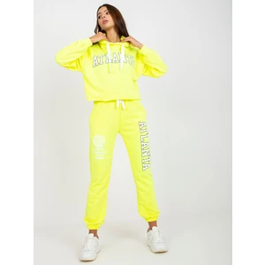 Fluo yellow two-piece sweatshirt set with a print