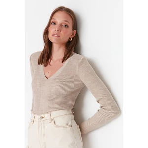 Trendyol Sweater - Beige - Slim fit