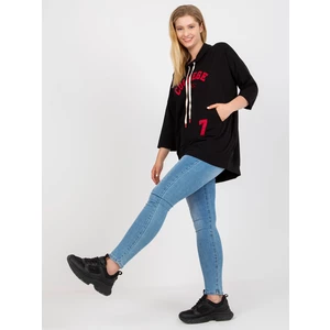 Black long blouse plus size with patches