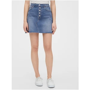 Modrá dámská sukně high rise distressed denim skirt