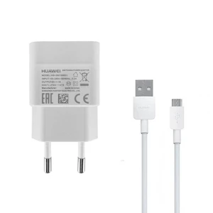 Töltő Huawei HW-050100E01W USB + töltőkábel microUSB, White