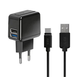 SBS úti töltő QuickCharge 2x USB konnektorral és USB-C kábellel