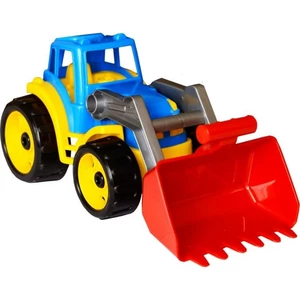 Traktor s prednou lyžicou oranžový