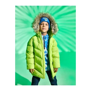 Koton Long Puffy Coat Faux Fur Detailed Hooded, Zippered With Pocket.
