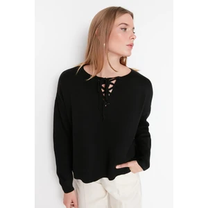 Trendyol Black Collar Detailed Oversized Knitwear Sweater