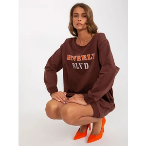 Dark brown long sweatshirt with print