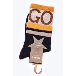 Dámské Bavlněné Ponožky GO-GO S Kožešinou COSAS Černé