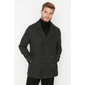 Trendyol Khaki Men's Regular Fit Double Breasted, Close-Up, Textured Winter Coat