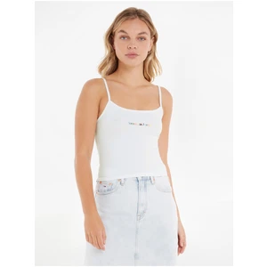 Bílé dámské tílko Tommy Jeans TJW BBY Color Linear Strap Top - Dámské