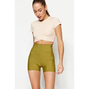 Trendyol Oil Green Sports Shorts Tights with Contouring Stitching Detail