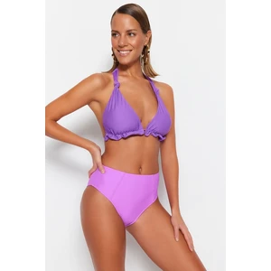 Trendyol Purple High Waist Bikini Bottoms with Regular Legs