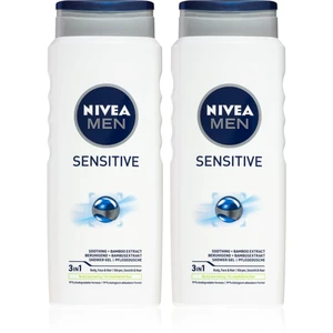 Nivea Men Sensitive sprchový gel na tělo a vlasy 2 x 500 ml (výhodné balení)