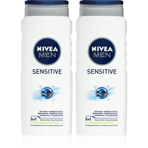 Nivea Men Sensitive sprchový gel na tělo a vlasy 2 x 500 ml (výhodné balení)