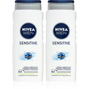 Nivea Men Sensitive sprchový gel na tělo a vlasy 2 x 500 ml (výhodné balení)