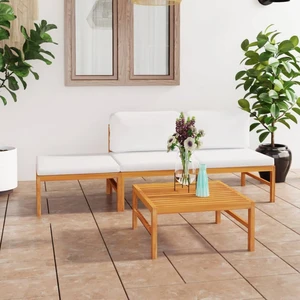 Zahradní sedací souprava 4ks masivní teak Dekorhome Krémová,Zahradní sedací souprava 4ks masivní teak Dekorhome Krémová