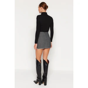 Trendyol Black High Waist Hem Chain Detail Tweed Fabric Mini Woven Skirt