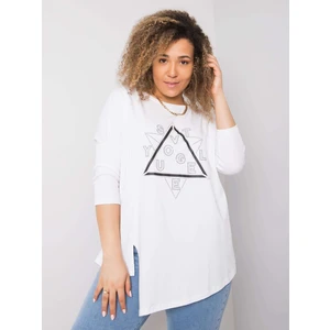 White asymmetric plus size blouse