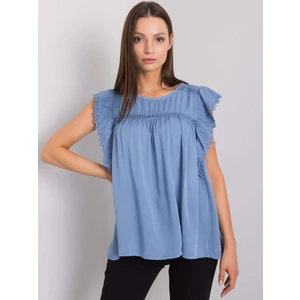 Blue blouse with short sleeves