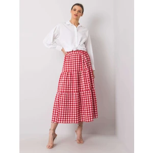 Red Tahira RUE PARIS checked skirt